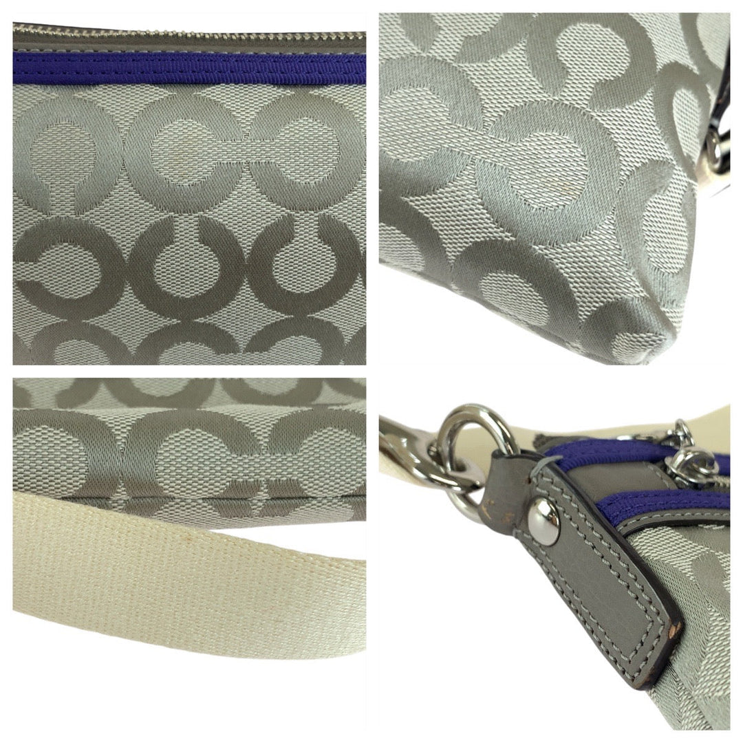 COACH Shoulder Bag canvas gray Signature poppy