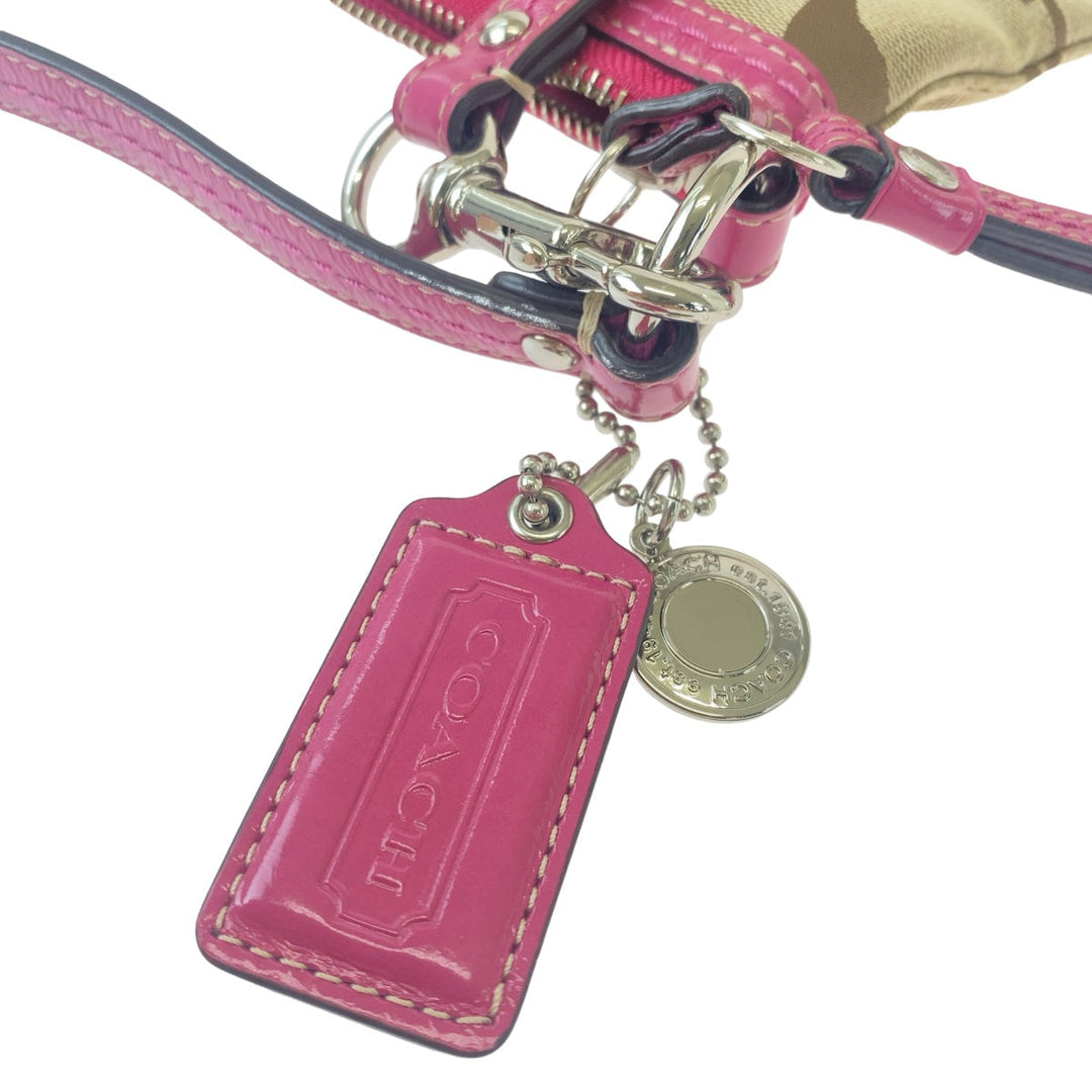COACH Shoulder Bag canvas pink Signature