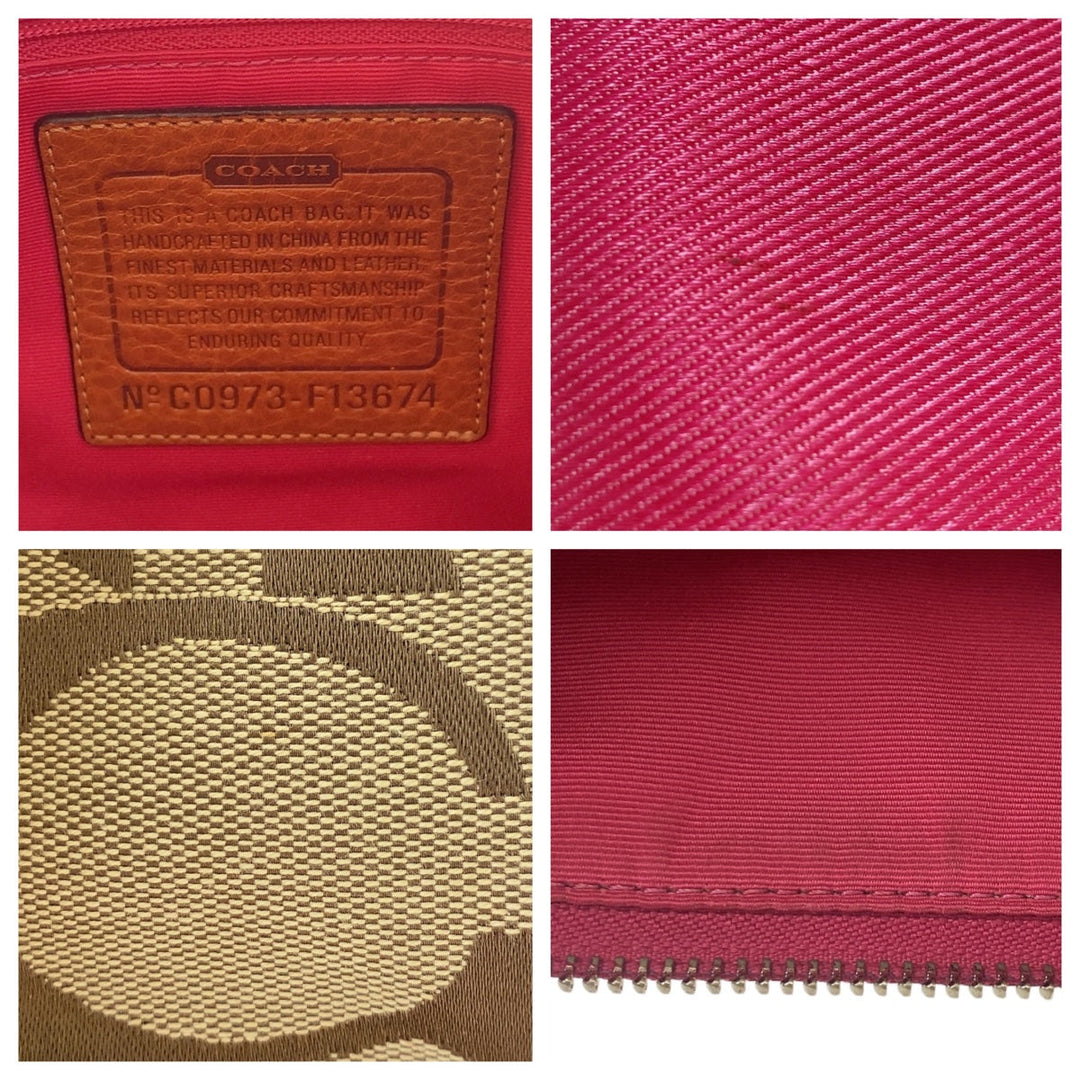 COACH Shoulder Bag canvas pink Signature