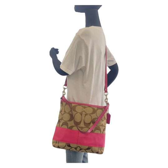 COACH Shoulder Bag canvas pink Signature