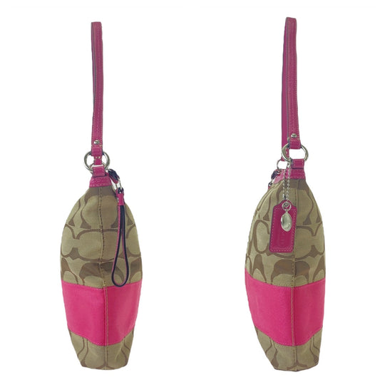 COACH Shoulder Bag canvas pink Signature