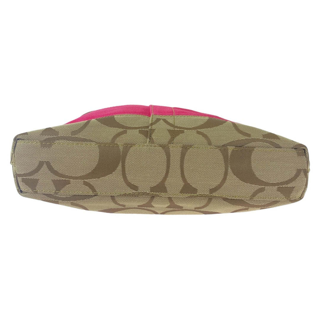 COACH Shoulder Bag canvas pink Signature