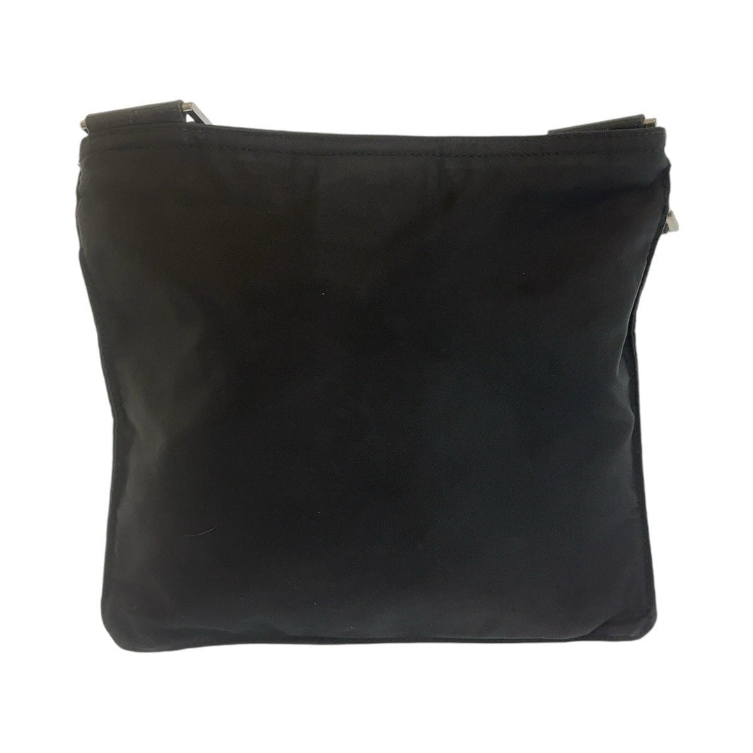 PRADA Shoulder Bag Nylon Black SilverMetal Shoulder Bag Test Triangle With logo Women Used Authentic