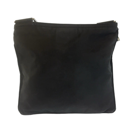 PRADA Shoulder Bag Nylon Black SilverMetal Shoulder Bag Test Triangle With logo Women Used Authentic