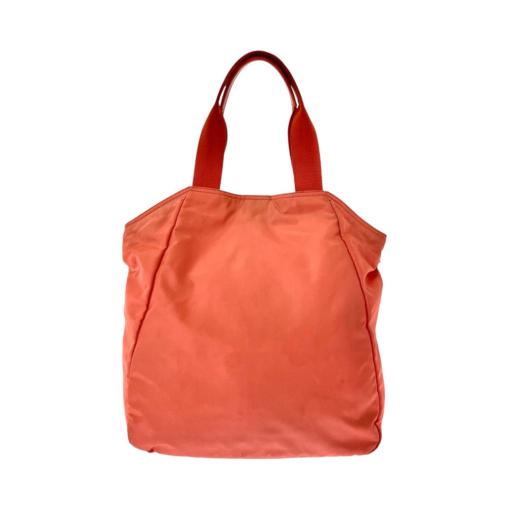 PRADA Tote Bag Nylon Orange SilverMetal Tote Bag Shoulder Bag Test Triangle With logo Women Used Authentic