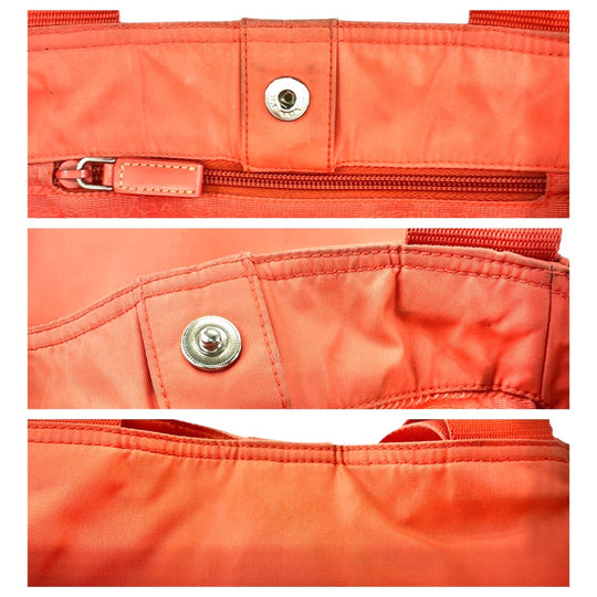 PRADA Tote Bag Nylon Orange SilverMetal Tote Bag Shoulder Bag Test Triangle With logo Women Used Authentic
