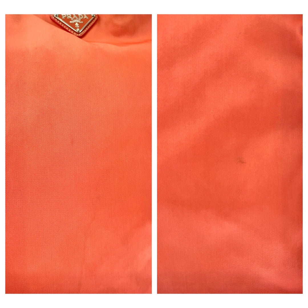 PRADA Tote Bag Nylon Orange SilverMetal Tote Bag Shoulder Bag Test Triangle With logo Women Used Authentic
