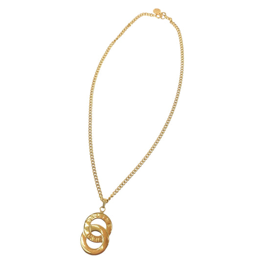 CELINE Necklace plating gold Necklace Circle logo Women Used Authentic