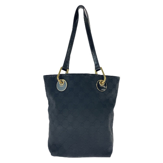 GUCCI Tote Bag 120840 GG canvas Black GoldMetal Tote Bag Shoulder Bag Women Used Authentic