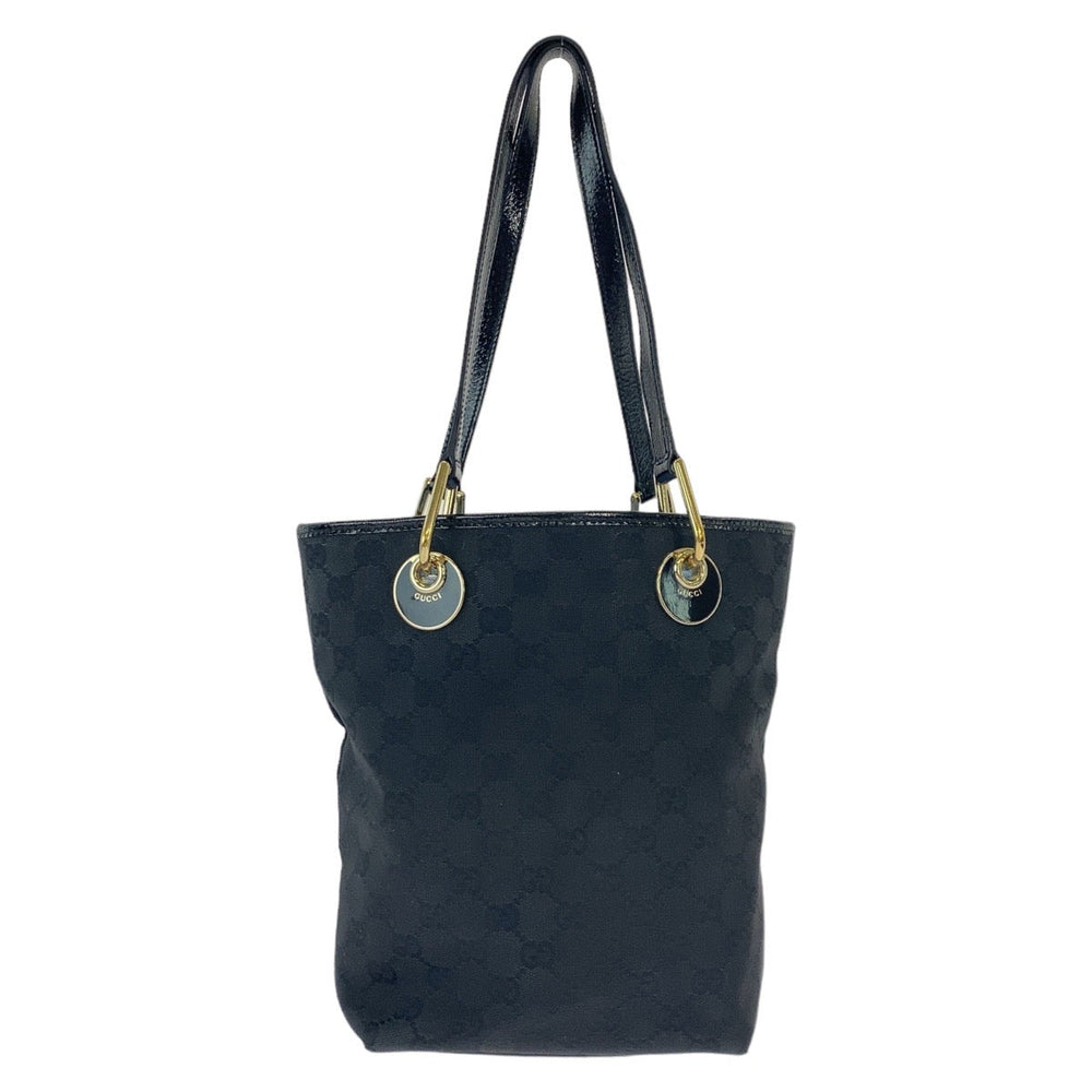 GUCCI Tote Bag 120840 GG canvas Black GoldMetal Tote Bag Shoulder Bag Women Used Authentic