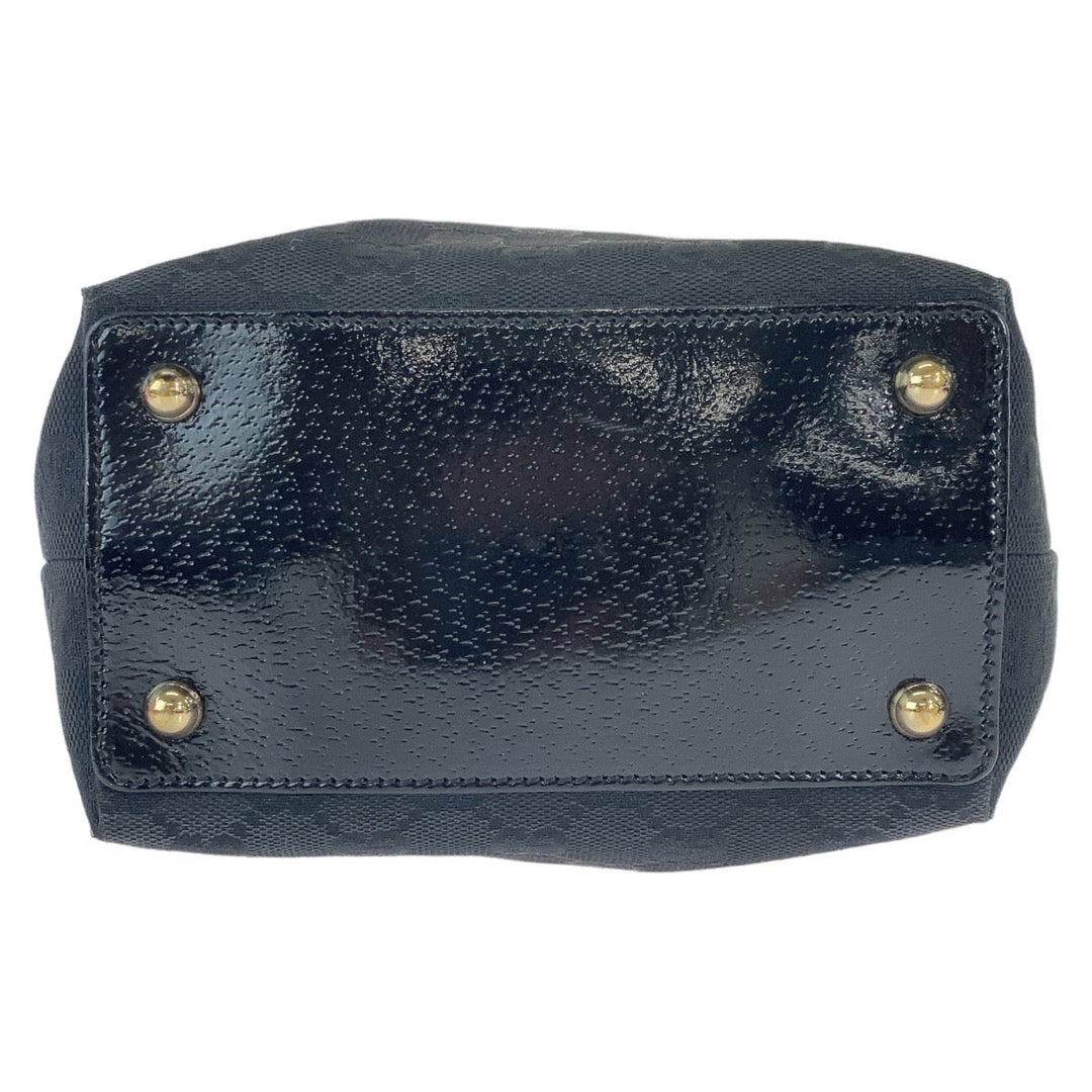 GUCCI Tote Bag 120840 GG canvas Black GoldMetal Tote Bag Shoulder Bag Women Used Authentic