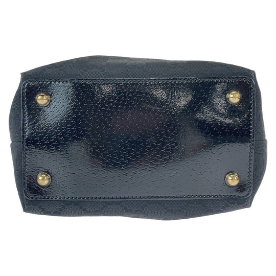 GUCCI Tote Bag 120840 GG canvas Black GoldMetal Tote Bag Shoulder Bag Women Used Authentic