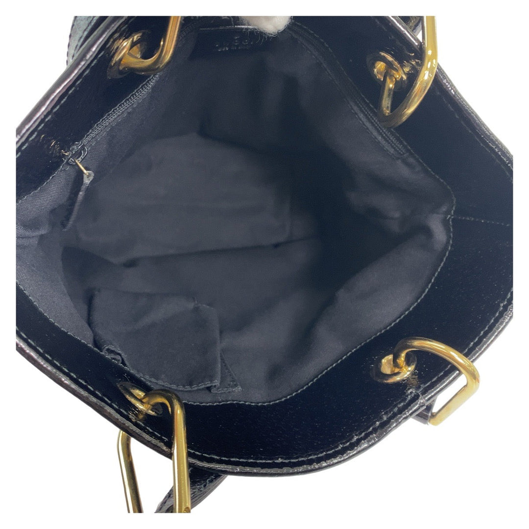 GUCCI Tote Bag 120840 GG canvas Black GoldMetal Tote Bag Shoulder Bag Women Used Authentic