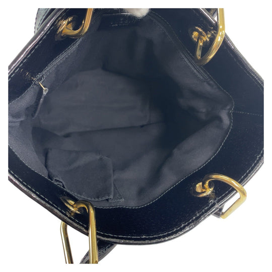 GUCCI Tote Bag 120840 GG canvas Black GoldMetal Tote Bag Shoulder Bag Women Used Authentic