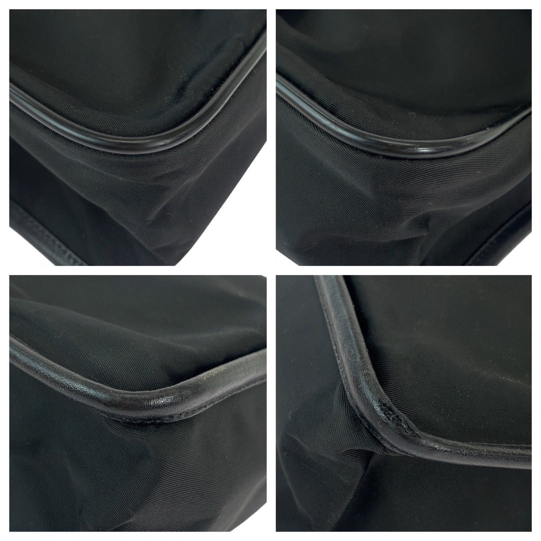 PRADA Shoulder Bag Nylon Black SilverMetal Shoulder Bag pochette Test Triangle With logo Women Used Authentic