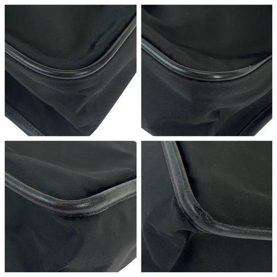 PRADA Shoulder Bag Nylon Black SilverMetal Shoulder Bag pochette Test Triangle With logo Women Used Authentic