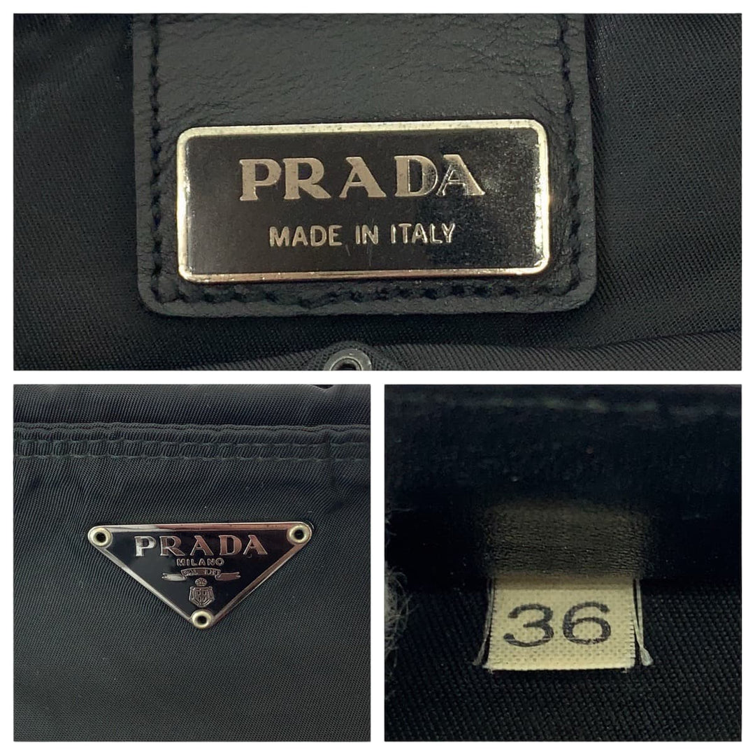 PRADA Shoulder Bag Nylon Black SilverMetal Shoulder Bag Messenger bag Test Triangle With logo mens Used Authentic