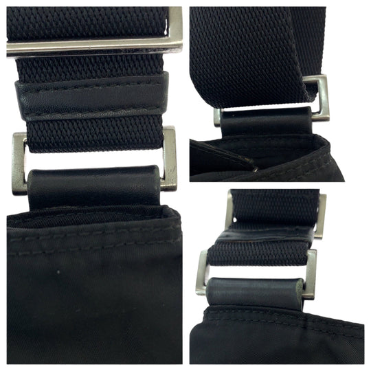 PRADA Shoulder Bag Nylon Black SilverMetal Shoulder Bag Messenger bag Test Triangle With logo mens Used Authentic