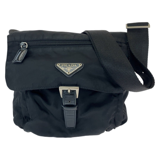 PRADA Shoulder Bag BT8994 Nylon Black SilverMetal Crossbody Shoulder Bag Pochette Test Triangle With logo mens Used Authentic