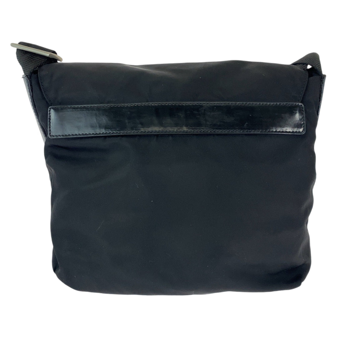 PRADA Shoulder Bag BT8994 Nylon Black SilverMetal Crossbody Shoulder Bag Pochette Test Triangle With logo mens Used Authentic