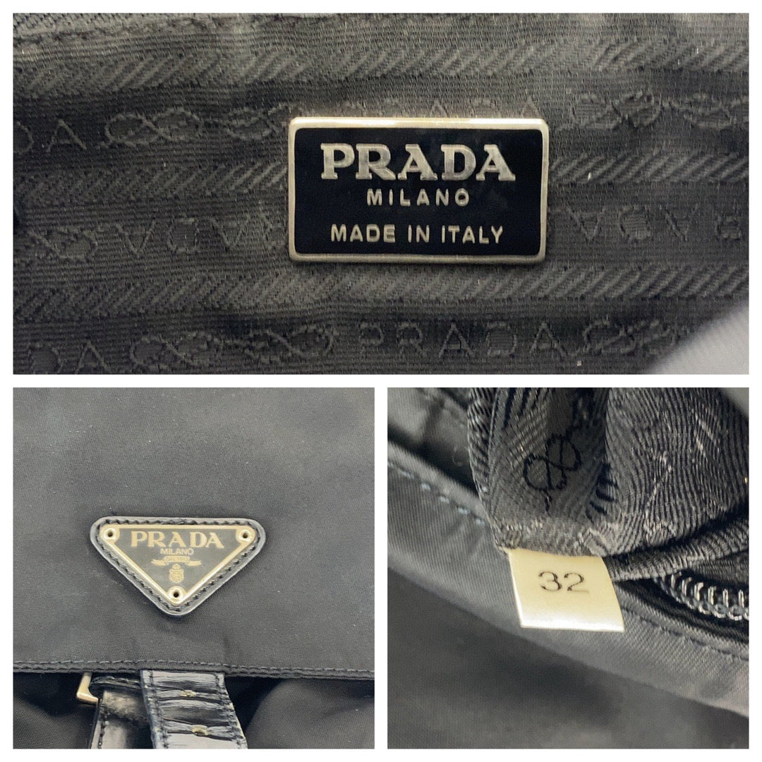 PRADA Shoulder Bag BT8994 Nylon Black SilverMetal Crossbody Shoulder Bag Pochette Test Triangle With logo mens Used Authentic