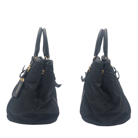 PRADA Shoulder Bag Nylon, Leather Black GoldMetal Shoulder Bag Handbag 2WAY Test Women Used Authentic