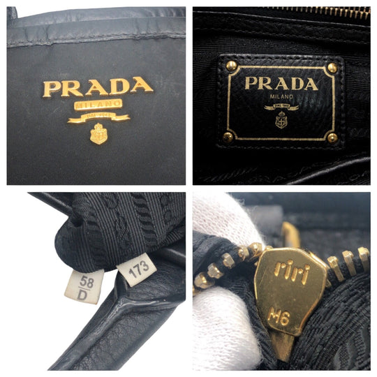 PRADA Shoulder Bag Nylon, Leather Black GoldMetal Shoulder Bag Handbag 2WAY Test Women Used Authentic