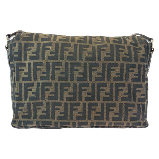 FENDI Shoulder Bag Canvas, Leather Brown Gold Metal Crossbody Shoulder Bag Messenger Bag Zucca Women Used Authentic