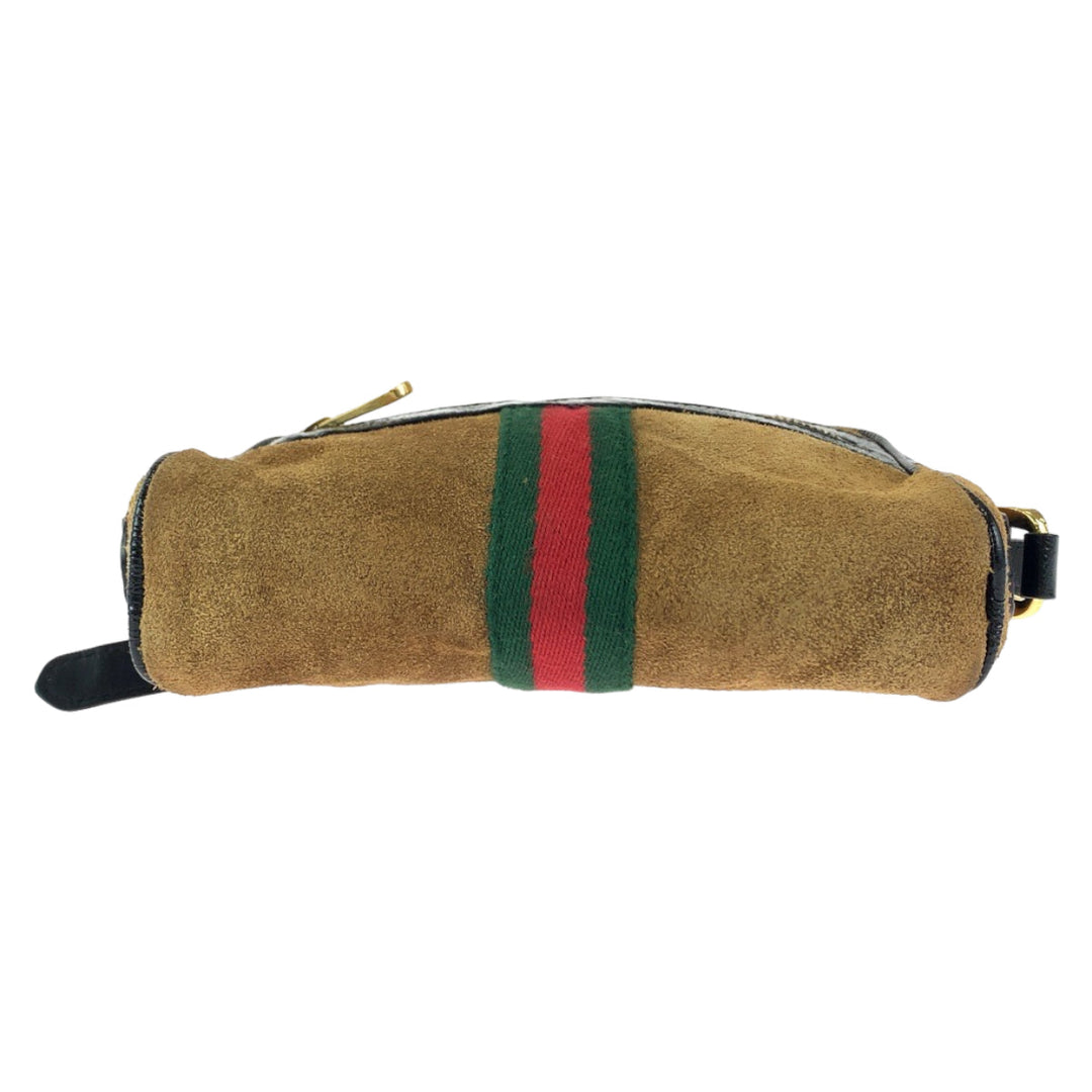 GUCCI Shoulder Bag 573321 Suede, Leather Brown Red Green GoldMetal Shoulder Bag pochette Ofidia Women Used Authentic