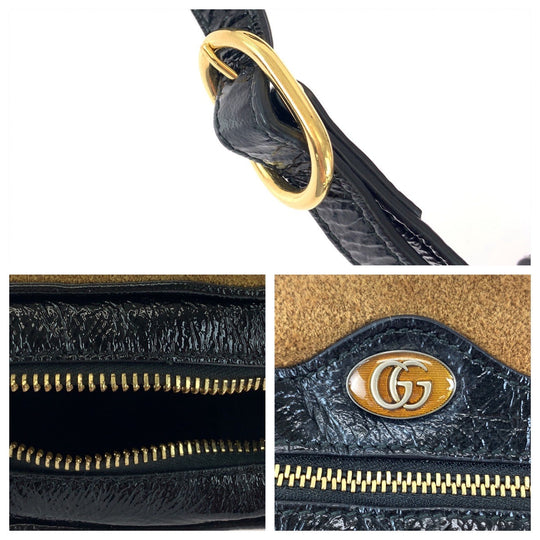 GUCCI Shoulder Bag 573321 Suede, Leather Brown Red Green GoldMetal Shoulder Bag pochette Ofidia Women Used Authentic