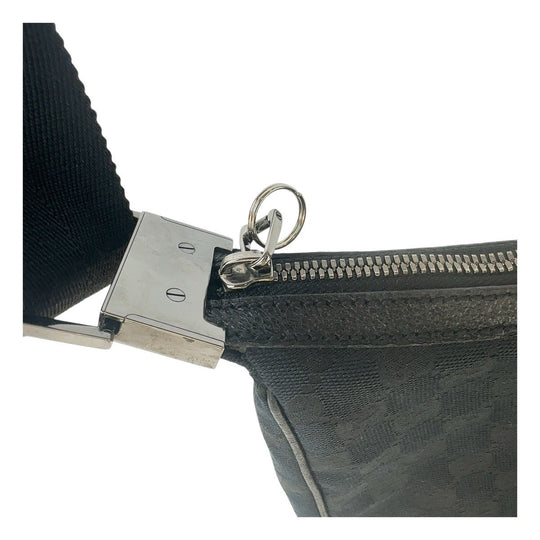 GUCCI Shoulder Bag 122790 GG canvas Black SilverMetal Crossbody Shoulder Bag Women Used Authentic