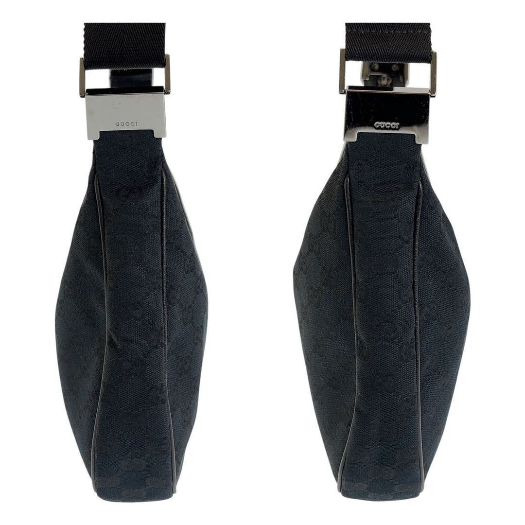 GUCCI Shoulder Bag 122790 GG canvas Black SilverMetal Crossbody Shoulder Bag Women Used Authentic