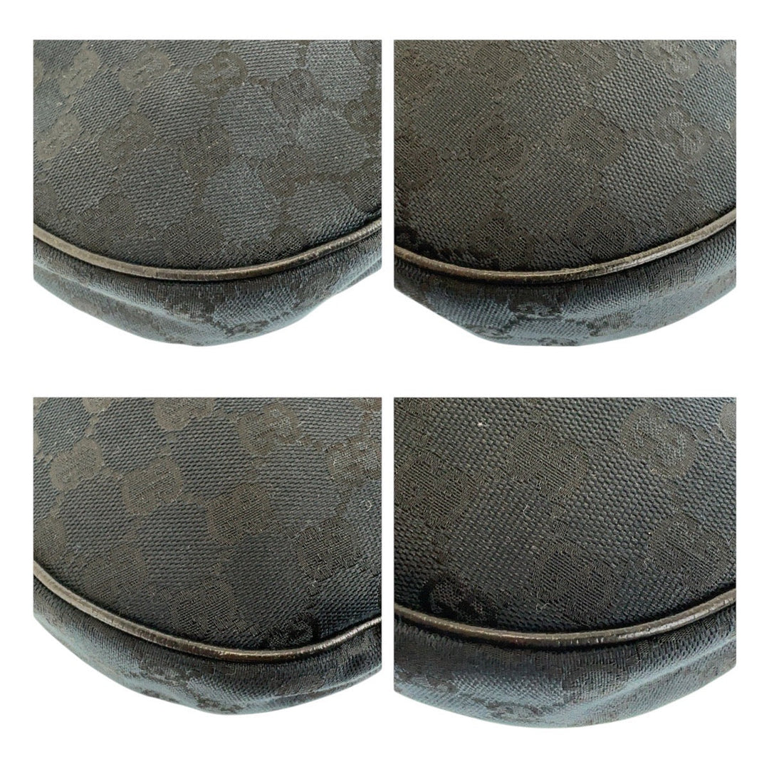 GUCCI Shoulder Bag 122790 GG canvas Black SilverMetal Crossbody Shoulder Bag Women Used Authentic