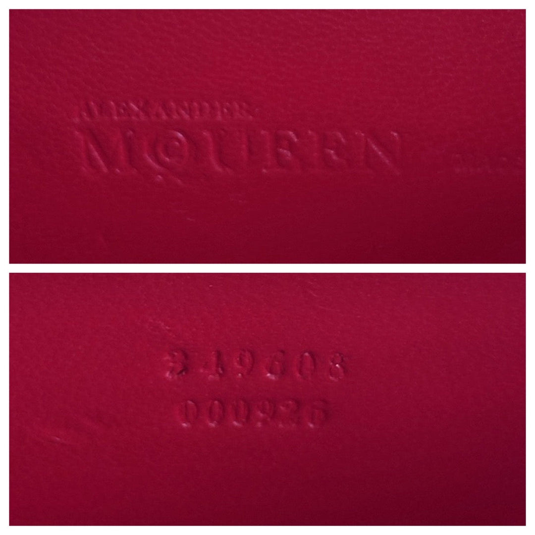 Alexander McQueen Shoulder Bag leather Red Orange Gold Metal ChainShoulder Bag Party Bag Studs Women Used Authentic