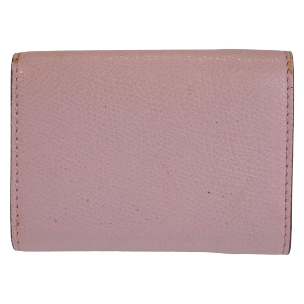 FENDI Tri-fold wallet leather Pink Brown Gold Metal Folding wallet Compact wallet ZUCCA F IS FENDI Women Used Authentic