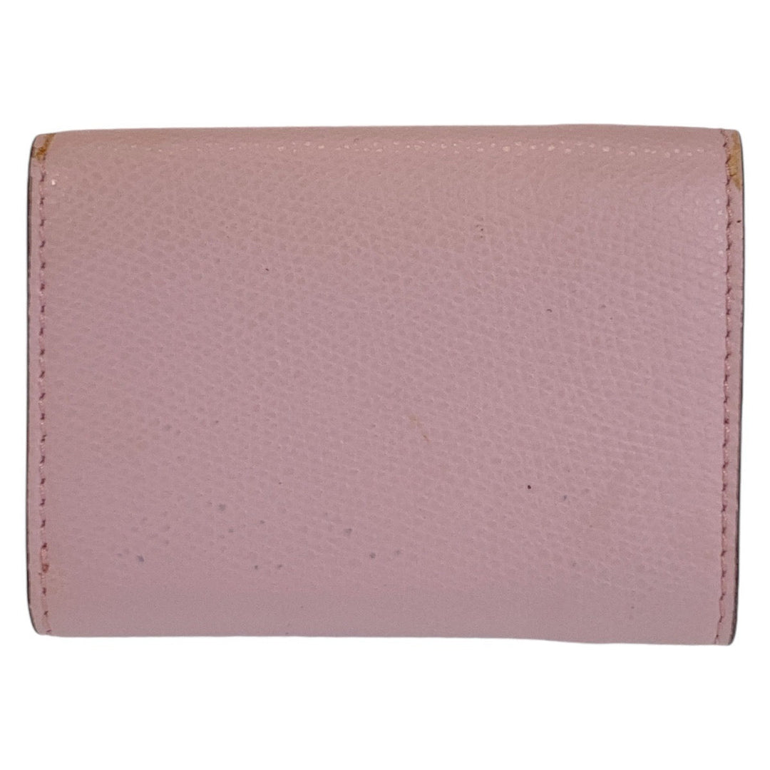 FENDI Tri-fold wallet leather Pink Brown Gold Metal Folding wallet Compact wallet ZUCCA F IS FENDI Women Used Authentic