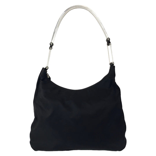 PRADA Shoulder Bag Nylon, Plastic Black SilverMetal Shoulder Bag Test Triangle With logo Women Used Authentic