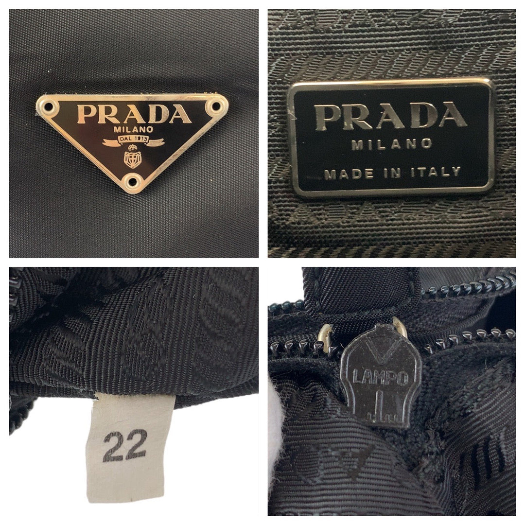 PRADA Shoulder Bag Nylon, Plastic Black SilverMetal Shoulder Bag Test Triangle With logo Women Used Authentic