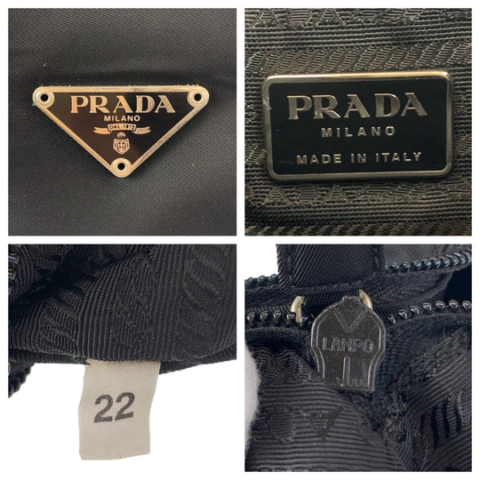 PRADA Shoulder Bag Nylon, Plastic Black SilverMetal Shoulder Bag Test Triangle With logo Women Used Authentic