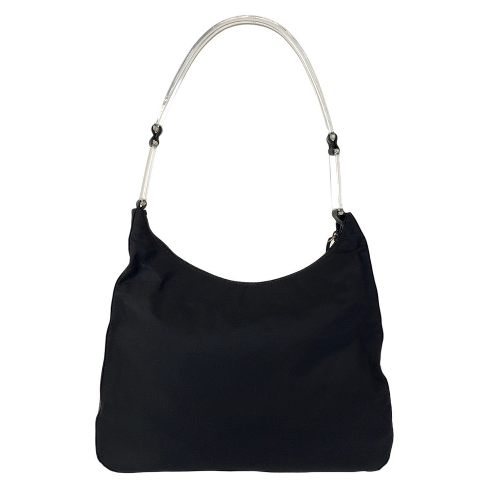 PRADA Shoulder Bag Nylon, Plastic Black SilverMetal Shoulder Bag Test Triangle With logo Women Used Authentic