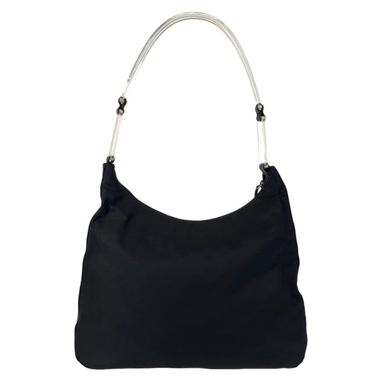 PRADA Shoulder Bag Nylon, Plastic Black SilverMetal Shoulder Bag Test Triangle With logo Women Used Authentic