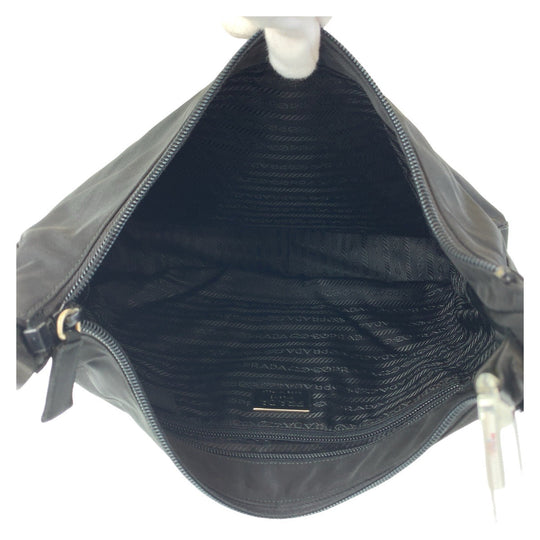 PRADA Shoulder Bag Nylon, Plastic Black SilverMetal Shoulder Bag Test Triangle With logo Women Used Authentic