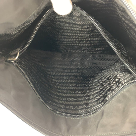 PRADA Shoulder Bag Nylon, Plastic Black SilverMetal Shoulder Bag Test Triangle With logo Women Used Authentic