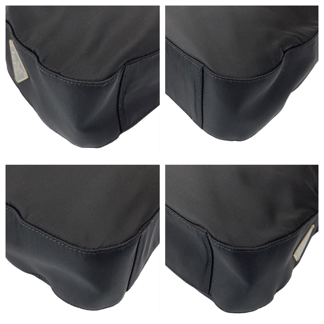 PRADA Shoulder Bag Nylon, Plastic Black SilverMetal Shoulder Bag Test Triangle With logo Women Used Authentic