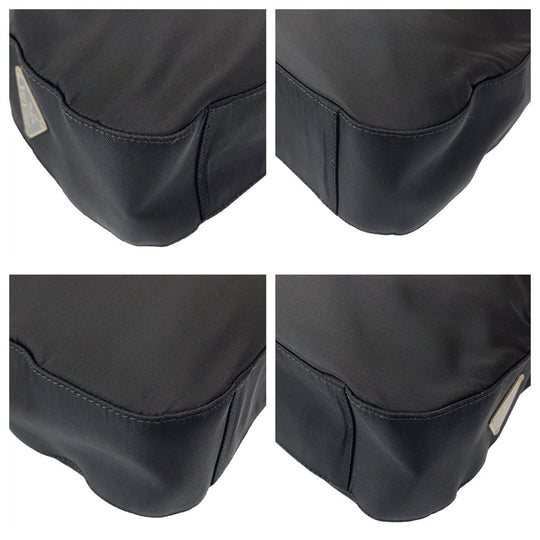 PRADA Shoulder Bag Nylon, Plastic Black SilverMetal Shoulder Bag Test Triangle With logo Women Used Authentic