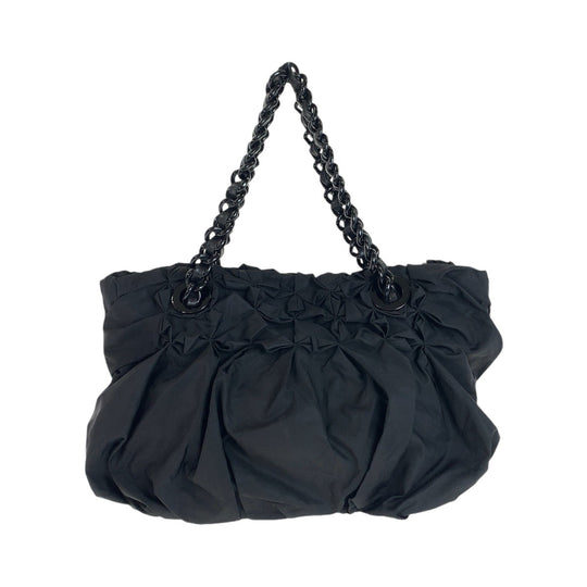 PRADA Tote Bag Nylon, Leather, Plastic Black GoldMetal Plastic Chain Tote Bag Shoulder Bag Test Women Used Authentic