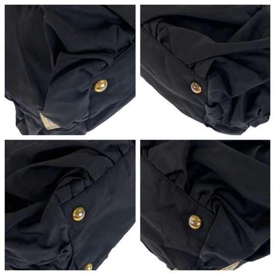 PRADA Tote Bag Nylon, Leather, Plastic Black GoldMetal Plastic Chain Tote Bag Shoulder Bag Test Women Used Authentic