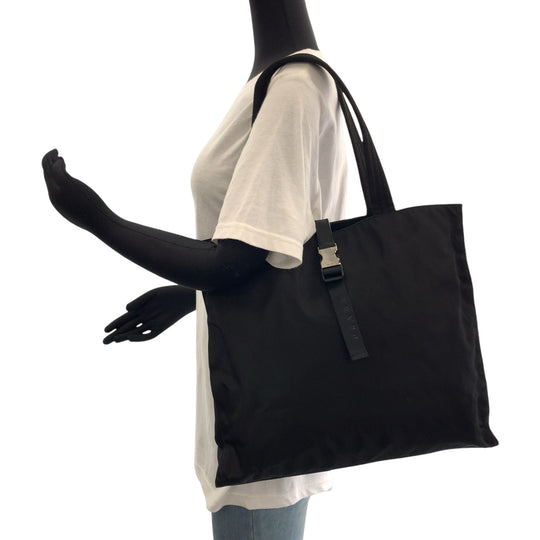 PRADA Tote Bag Nylon Black SilverMetal Tote Bag Shoulder Bag Test Women Used Authentic