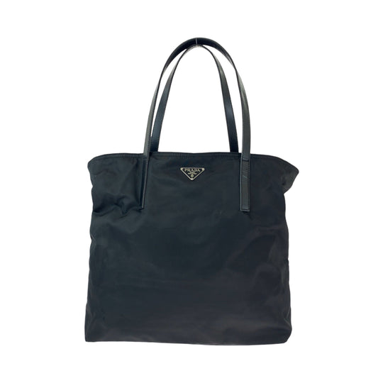 PRADA Tote Bag BR0407 Nylon Black SilverMetal Tote Bag Shoulder Bag Test Triangle With logo Women Used Authentic