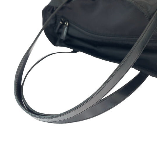 PRADA Tote Bag BR0407 Nylon Black SilverMetal Tote Bag Shoulder Bag Test Triangle With logo Women Used Authentic